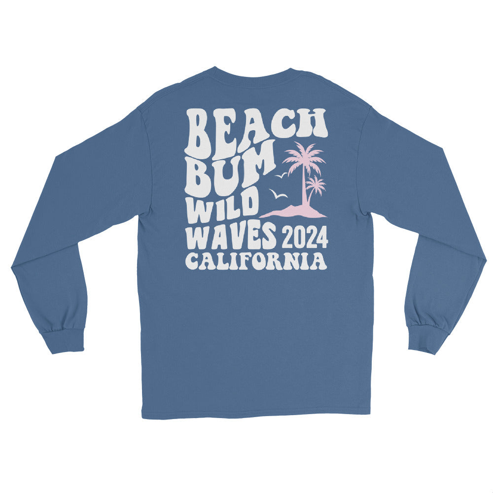 Beach Bum Wild Waves 2024 California Back print Long Sleeve