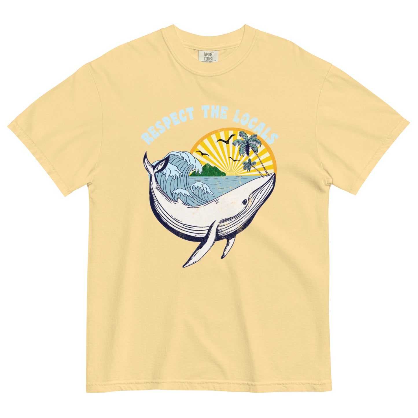 Support the Locals Tropical Whale Comfort Colors Unisex t-shirt
