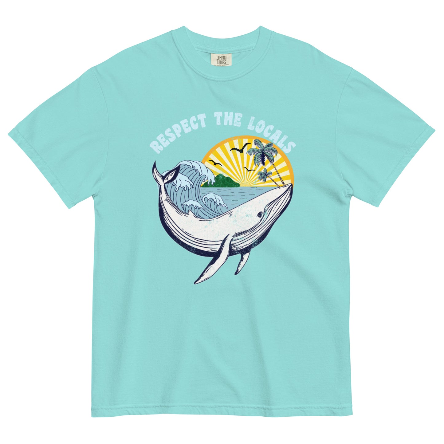 Support the Locals Tropical Whale Comfort Colors Unisex t-shirt