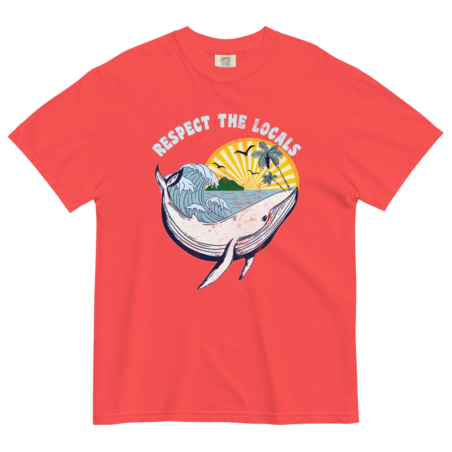 Support the Locals Tropical Whale Comfort Colors Unisex t-shirt