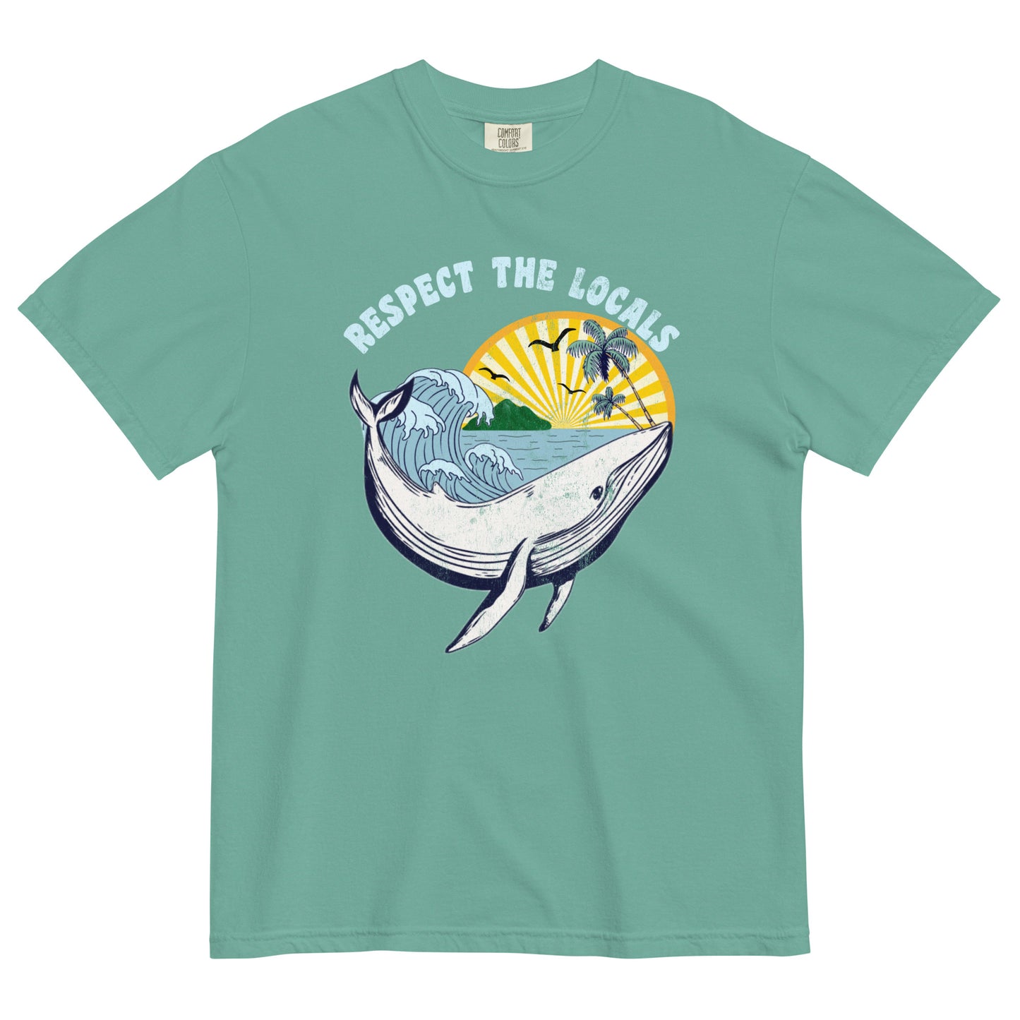 Support the Locals Tropical Whale Comfort Colors Unisex t-shirt