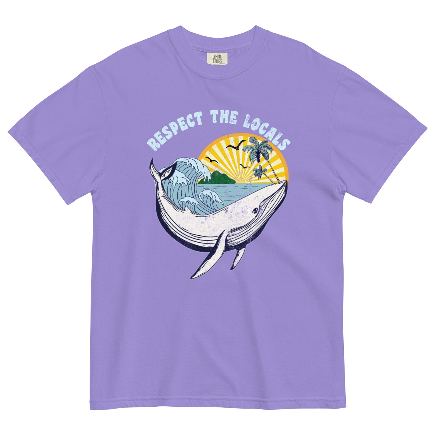 Support the Locals Tropical Whale Comfort Colors Unisex t-shirt