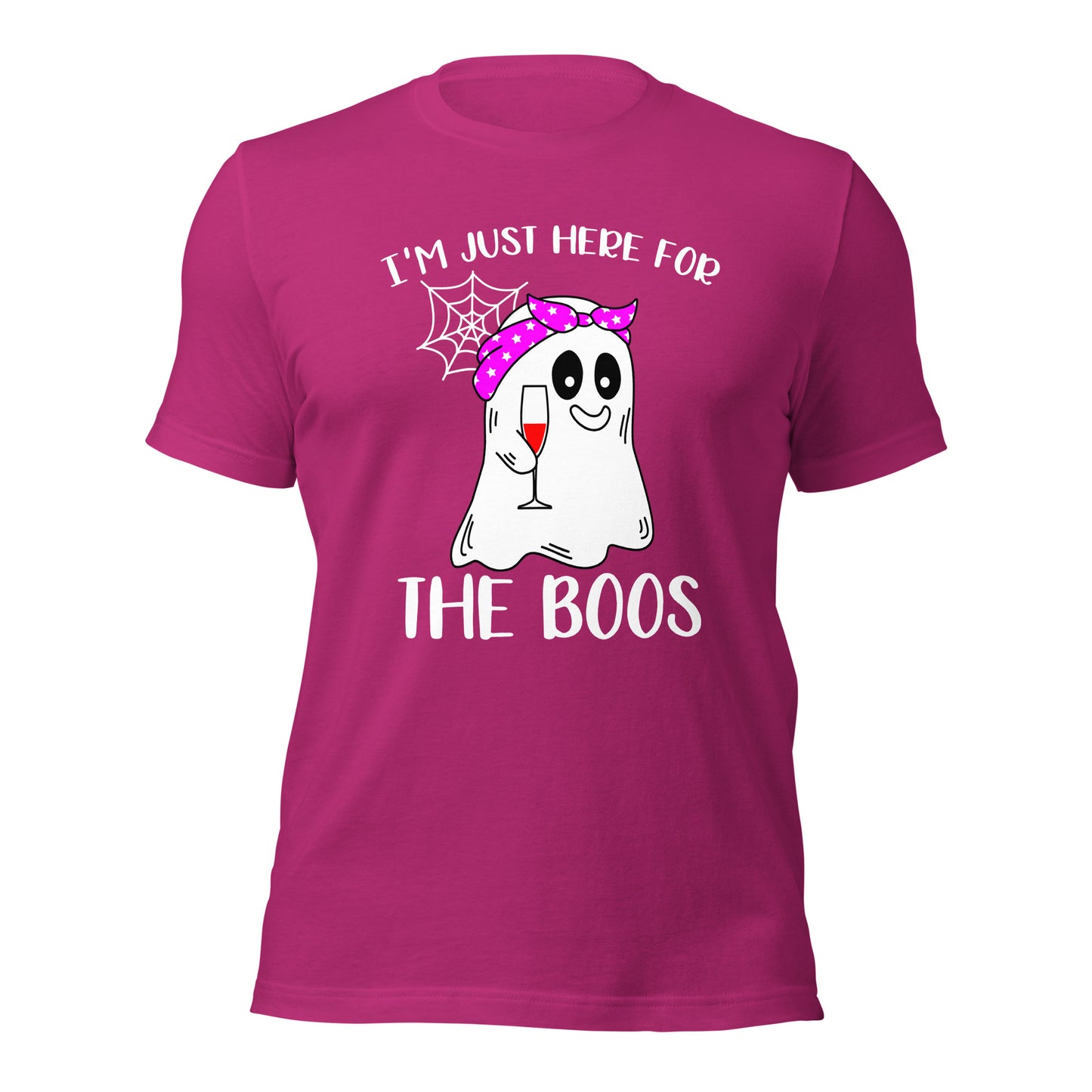 I'm Just Here for the Boo's Shirt: Ghost Drinking Wine Tee, Ideal Halloween Gift for Celebrating Spooky Season