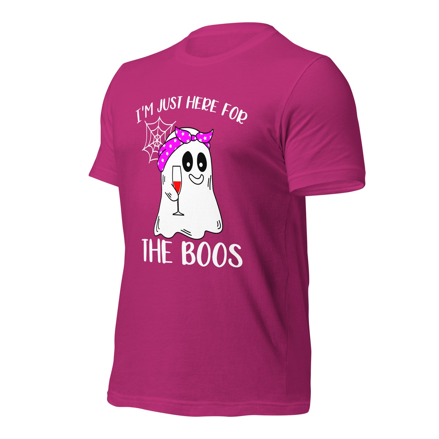 I'm Just Here for the Boo's Shirt: Ghost Drinking Wine Tee, Ideal Halloween Gift for Celebrating Spooky Season