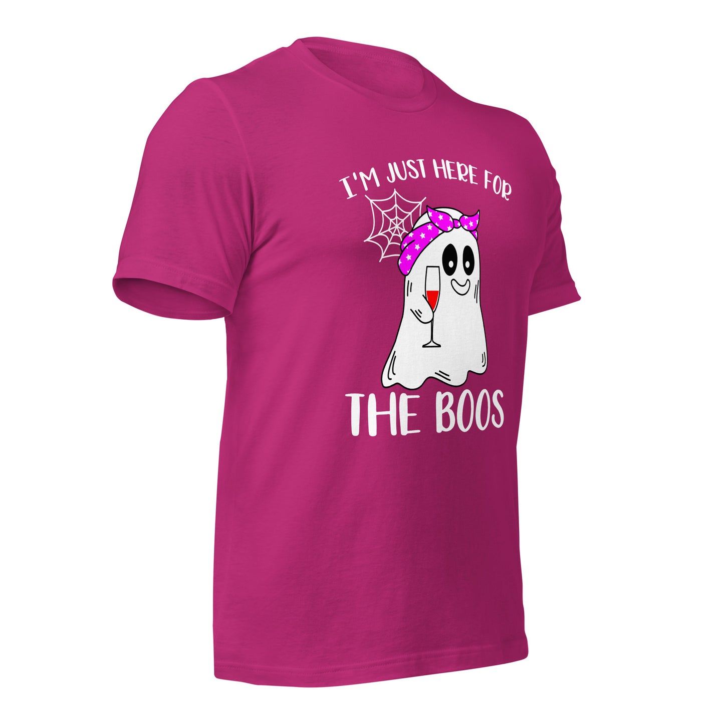 I'm Just Here for the Boo's Shirt: Ghost Drinking Wine Tee, Ideal Halloween Gift for Celebrating Spooky Season