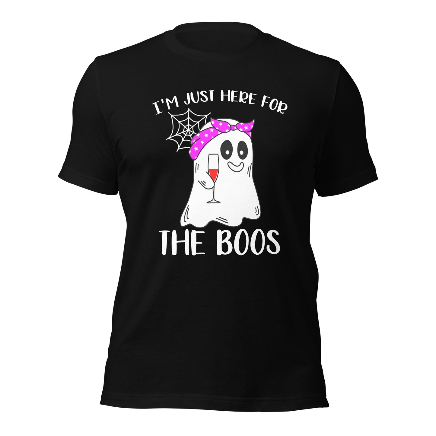 I'm Just Here for the Boo's Shirt: Ghost Drinking Wine Tee, Ideal Halloween Gift for Celebrating Spooky Season