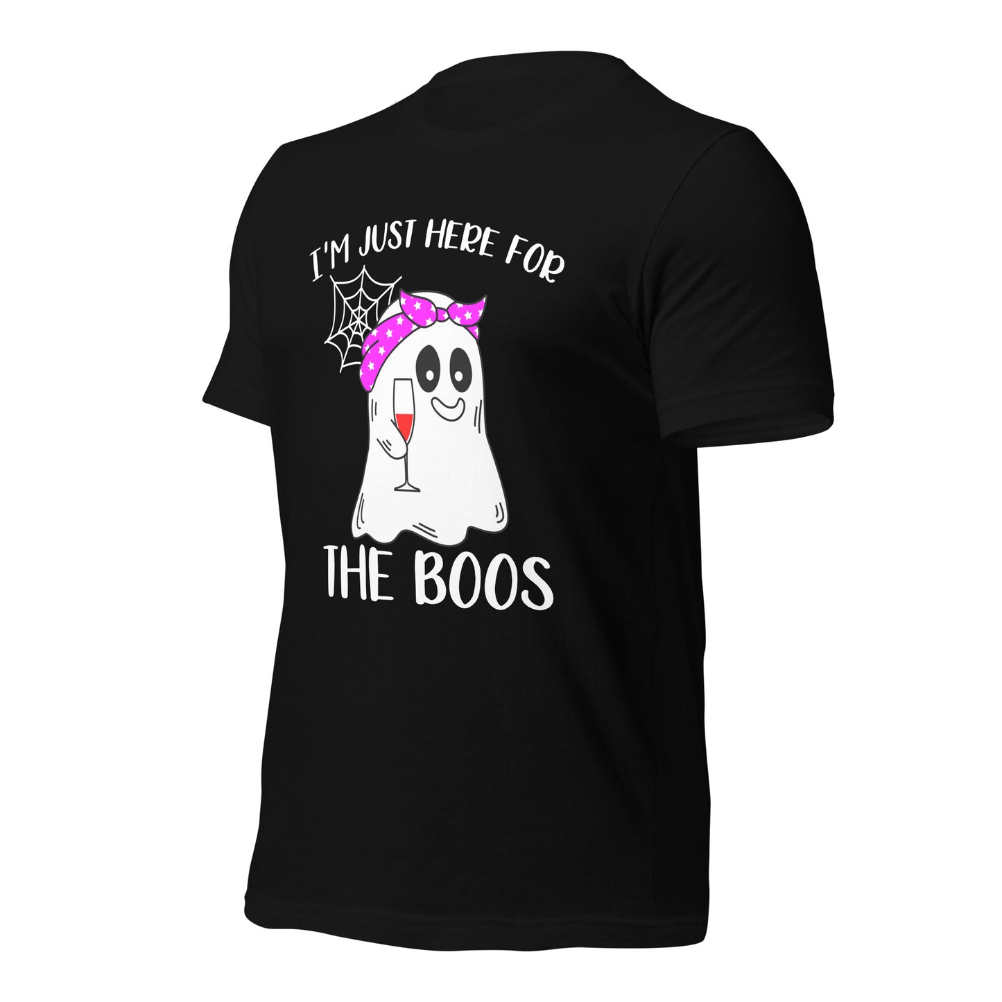 I'm Just Here for the Boo's Shirt: Ghost Drinking Wine Tee, Ideal Halloween Gift for Celebrating Spooky Season