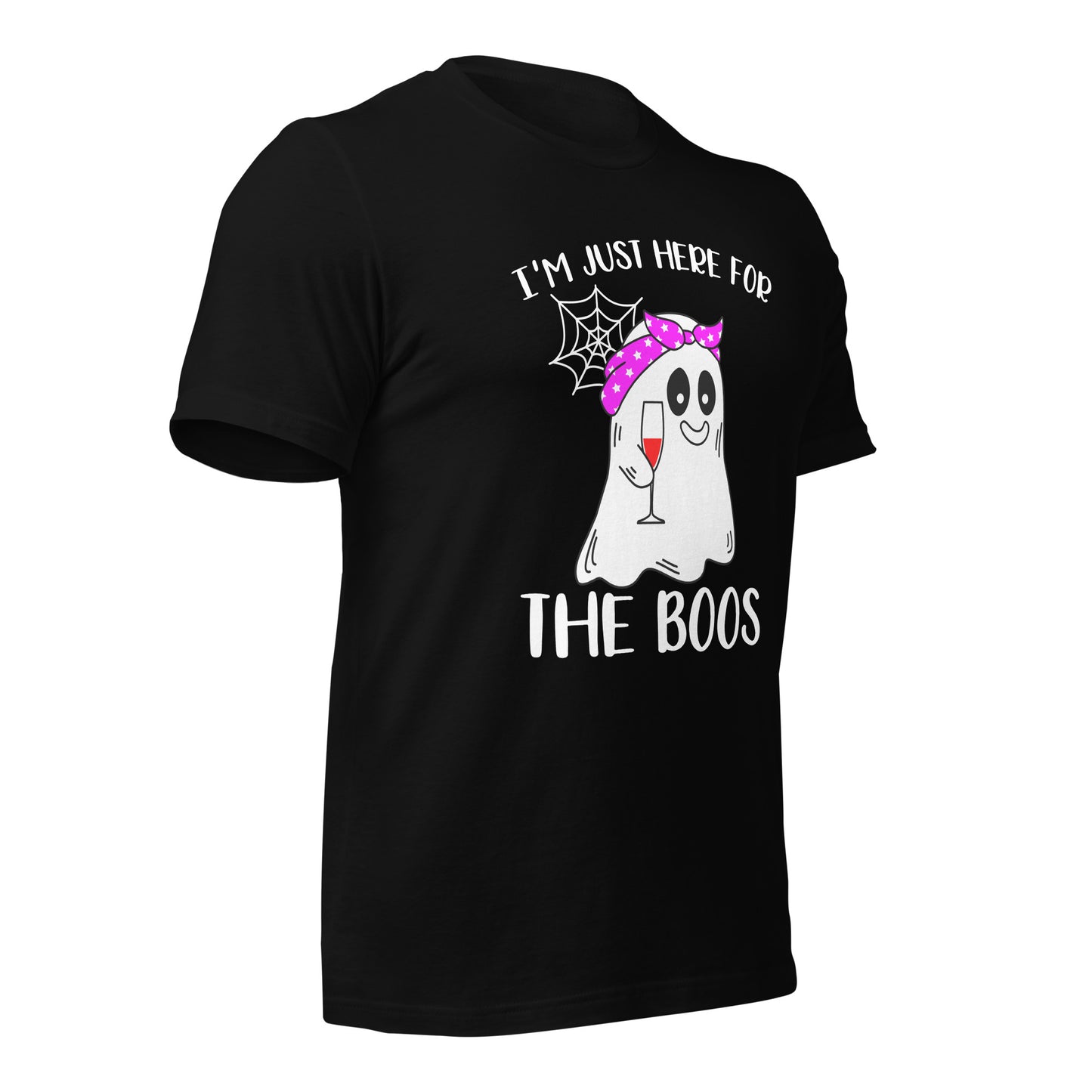 I'm Just Here for the Boo's Shirt: Ghost Drinking Wine Tee, Ideal Halloween Gift for Celebrating Spooky Season