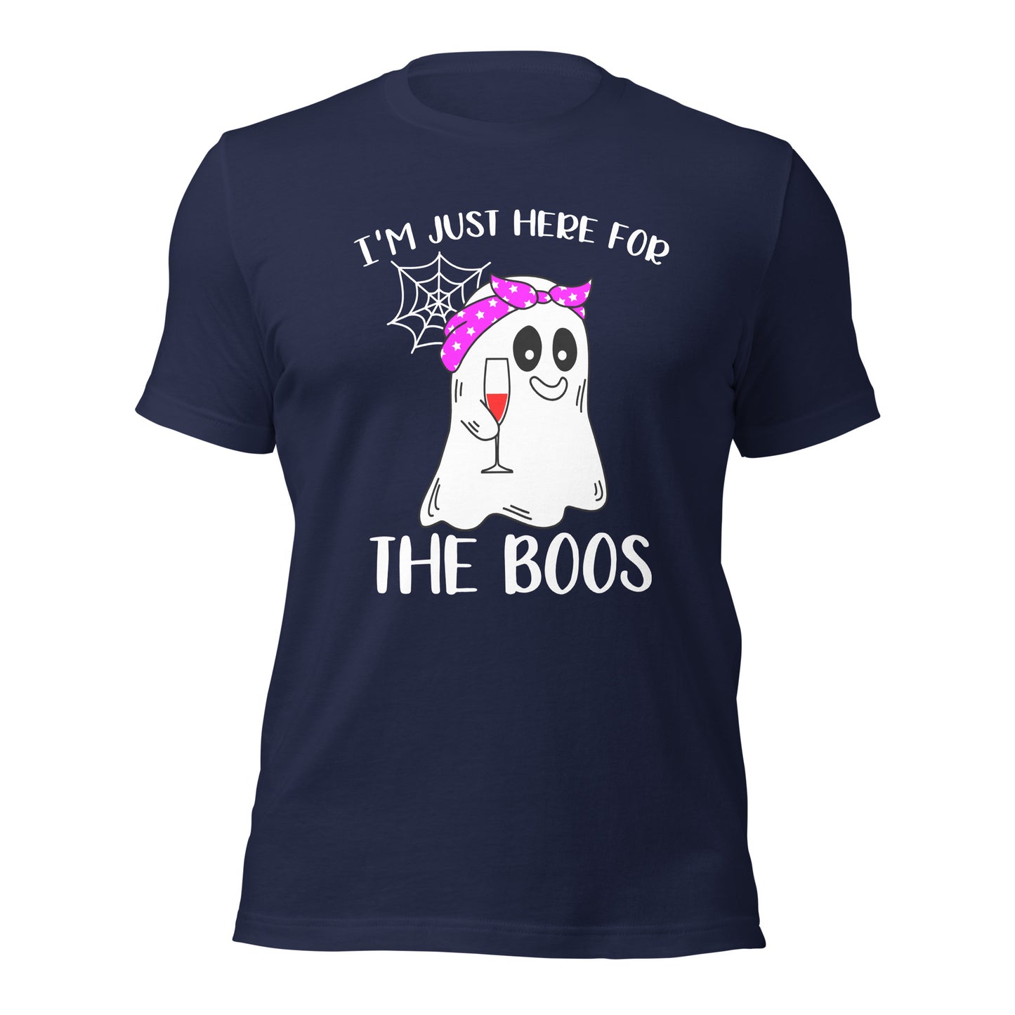 I'm Just Here for the Boo's Shirt: Ghost Drinking Wine Tee, Ideal Halloween Gift for Celebrating Spooky Season