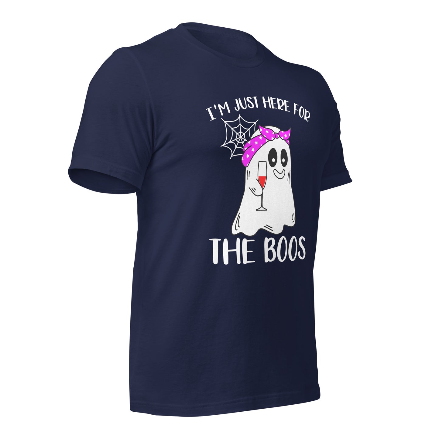 I'm Just Here for the Boo's Shirt: Ghost Drinking Wine Tee, Ideal Halloween Gift for Celebrating Spooky Season