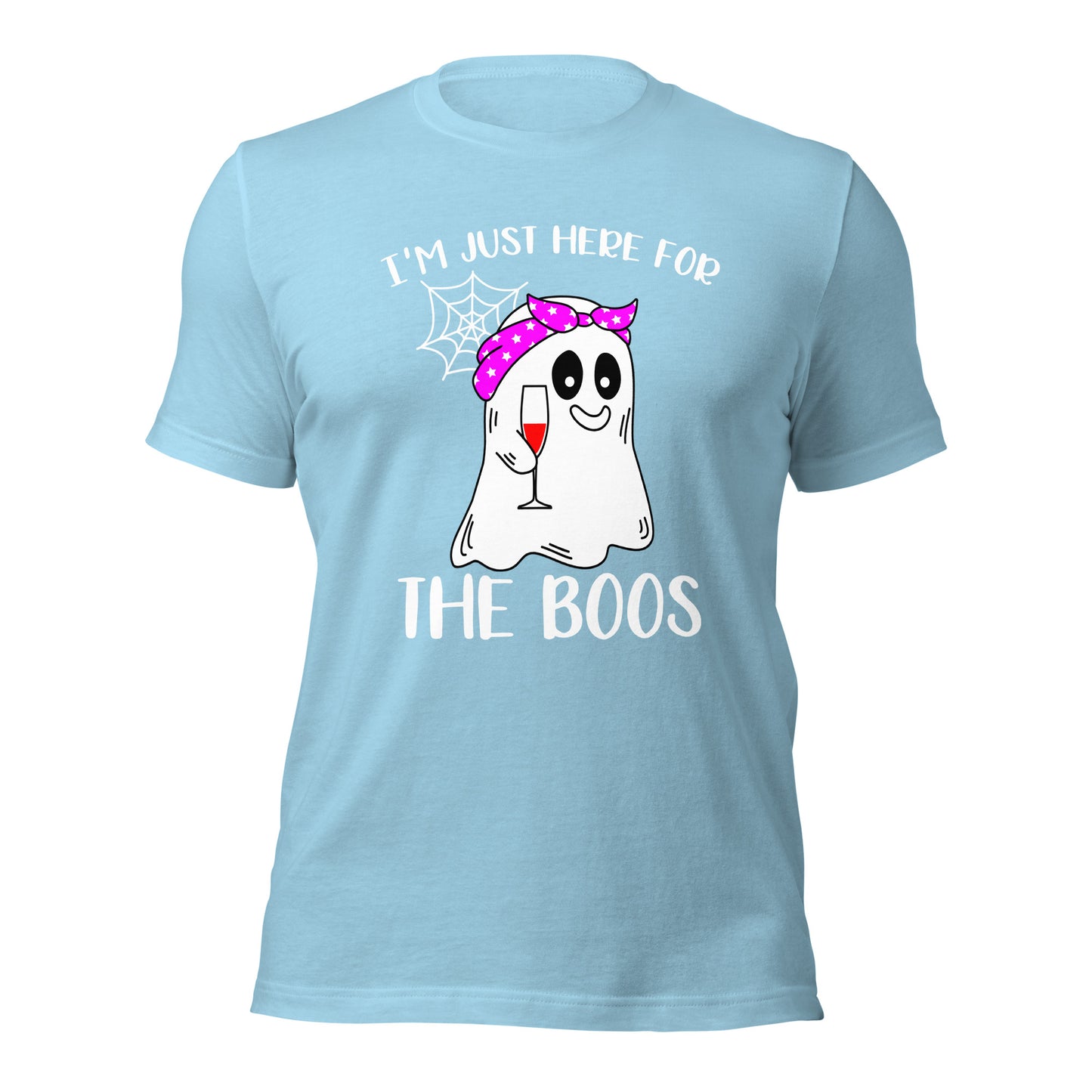 I'm Just Here for the Boo's Shirt: Ghost Drinking Wine Tee, Ideal Halloween Gift for Celebrating Spooky Season