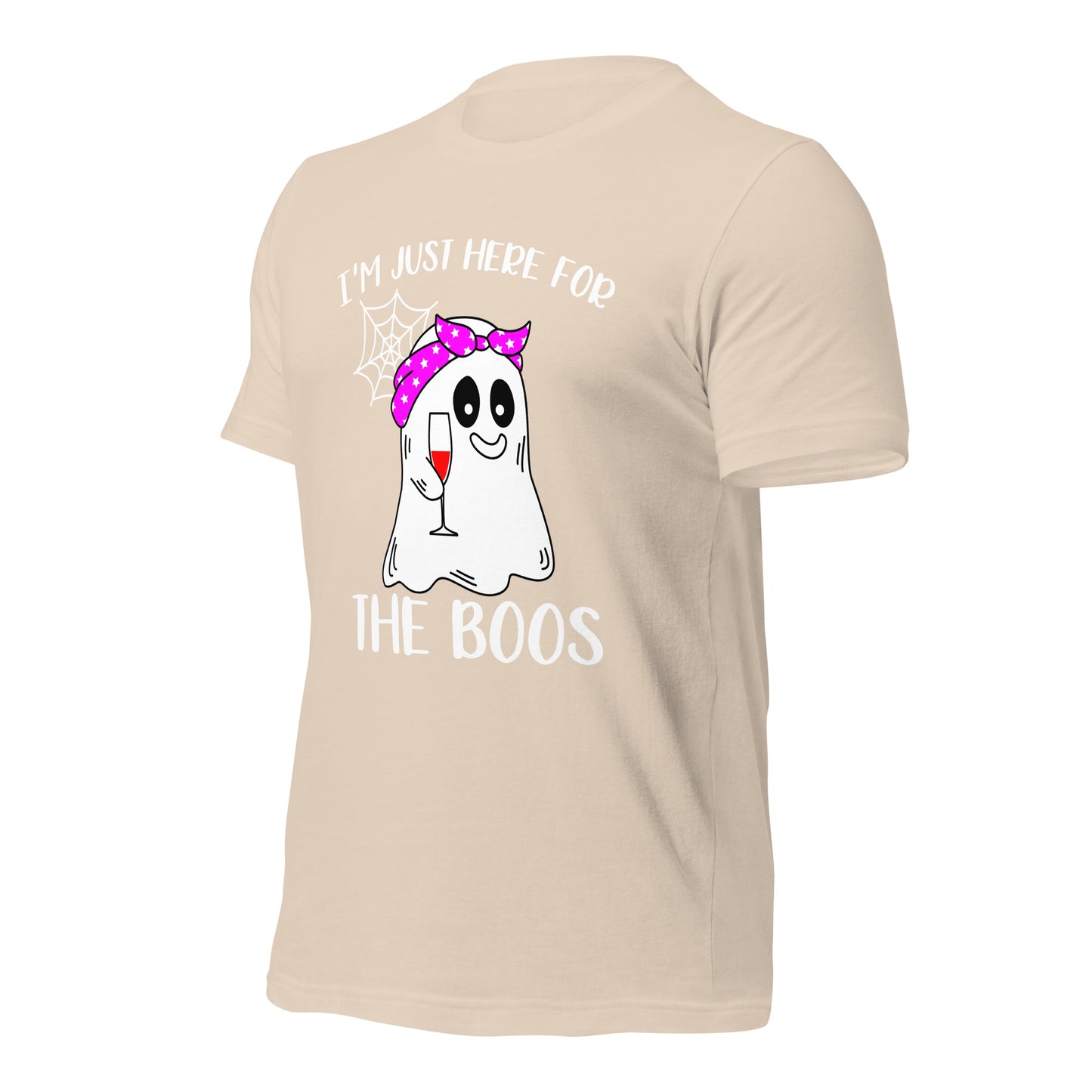 I'm Just Here for the Boo's Shirt: Ghost Drinking Wine Tee, Ideal Halloween Gift for Celebrating Spooky Season