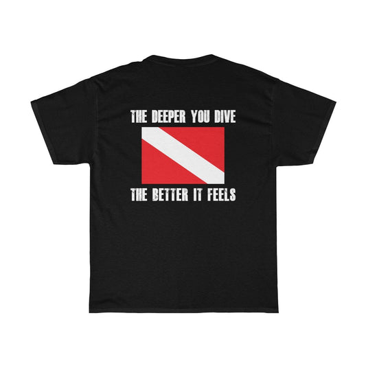Deeper you Dive Unisex Short Sleeve Dive Flag T-Shirt - Captain Woody's Beach Club