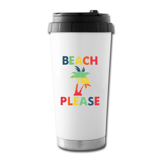 Beach Please Travel Mug - white