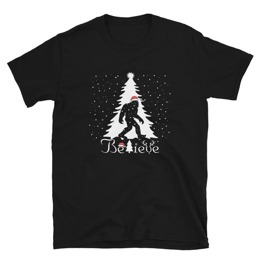 Christmas Sasquatch Believe T-Shirt for Bigfoot Believers