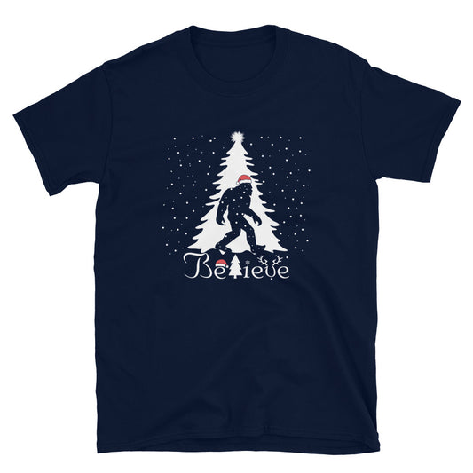 Christmas Sasquatch Believe T-Shirt for Bigfoot Believers