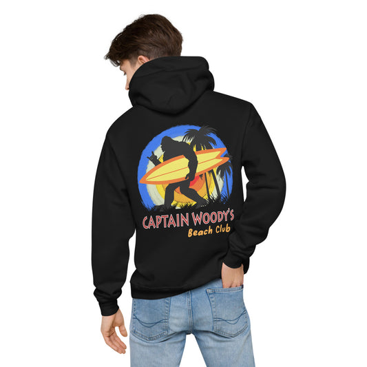 Captain Woody's Beach Club Surf Squatch Surfer- Unisex Hoodie