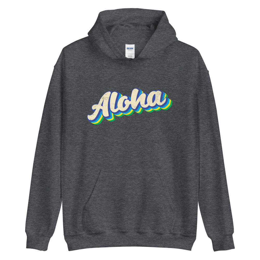 Aloha Hoodie, Hawaiian Sweatshirt, Retro Colorful Aloha Hoodie