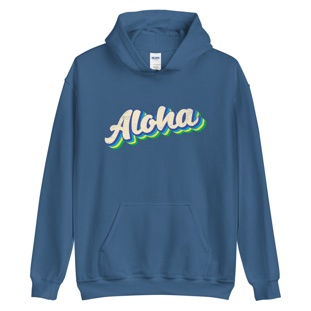 Aloha Hoodie, Hawaiian Sweatshirt, Retro Colorful Aloha Hoodie
