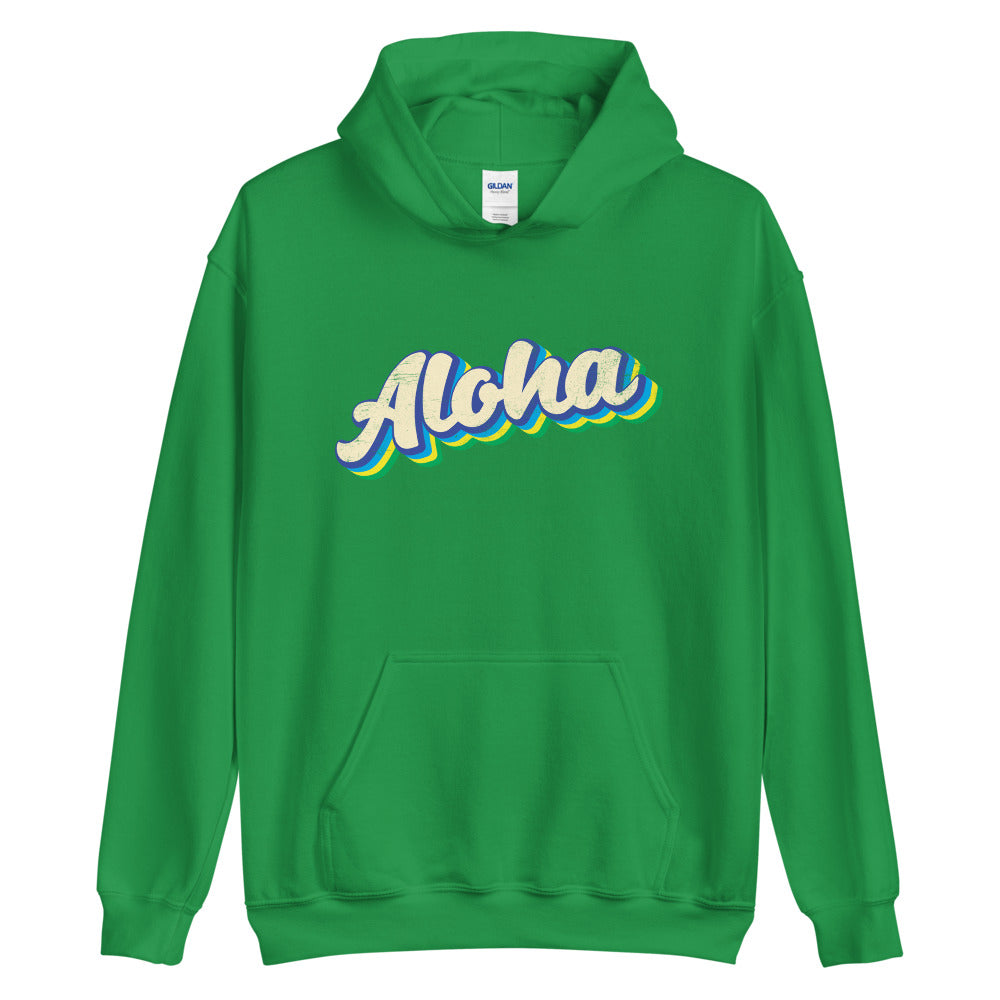 Aloha Hoodie, Hawaiian Sweatshirt, Retro Colorful Aloha Hoodie