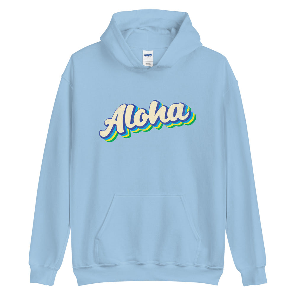 Aloha Hoodie, Hawaiian Sweatshirt, Retro Colorful Aloha Hoodie