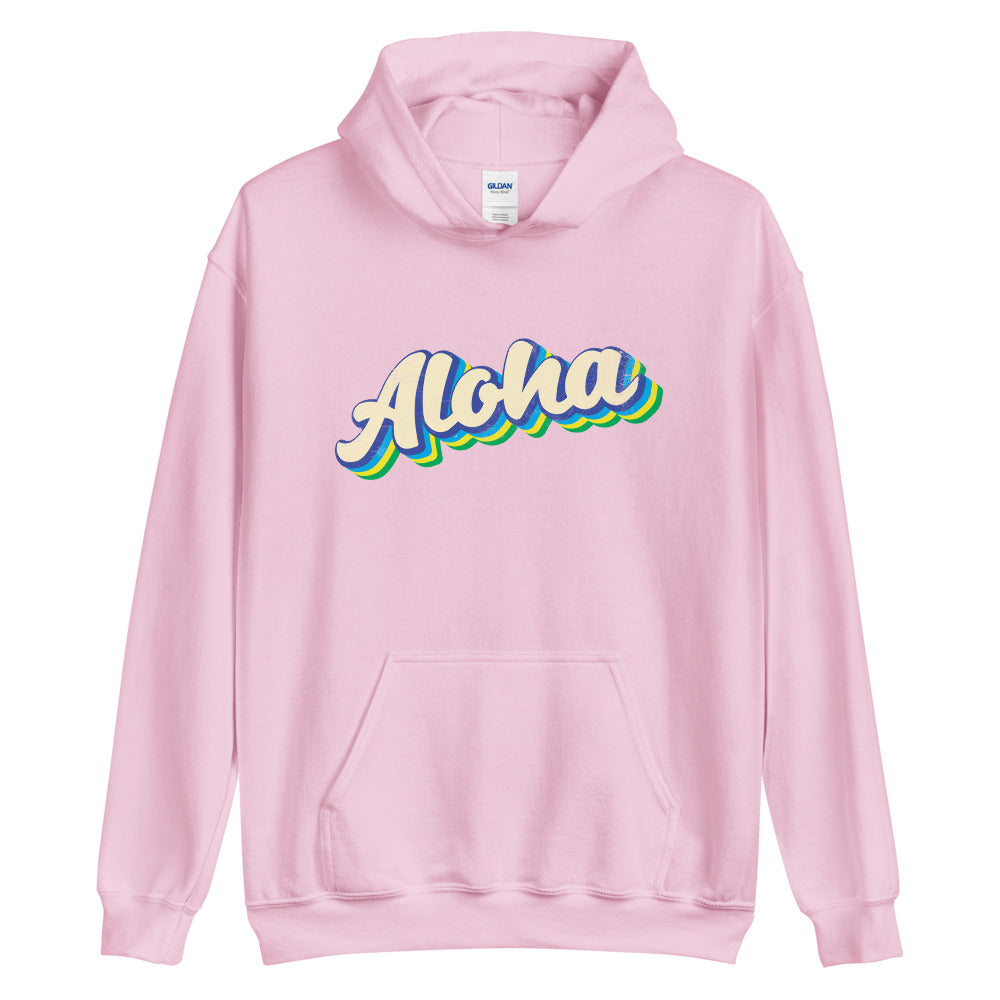 Aloha Hoodie, Hawaiian Sweatshirt, Retro Colorful Aloha Hoodie