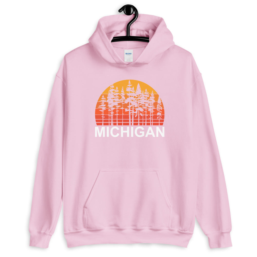 Pine Tree Sunset Michigan Hoodie