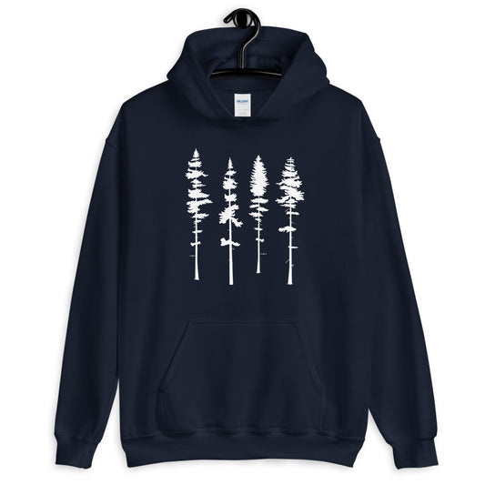 Skinny Pine Tree Hoodie for Men and Women Hiking Camping Sweatshirts Mountains Wanderlust Shirts