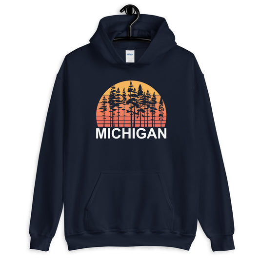 Pine Tree Sunset Michigan Hoodie