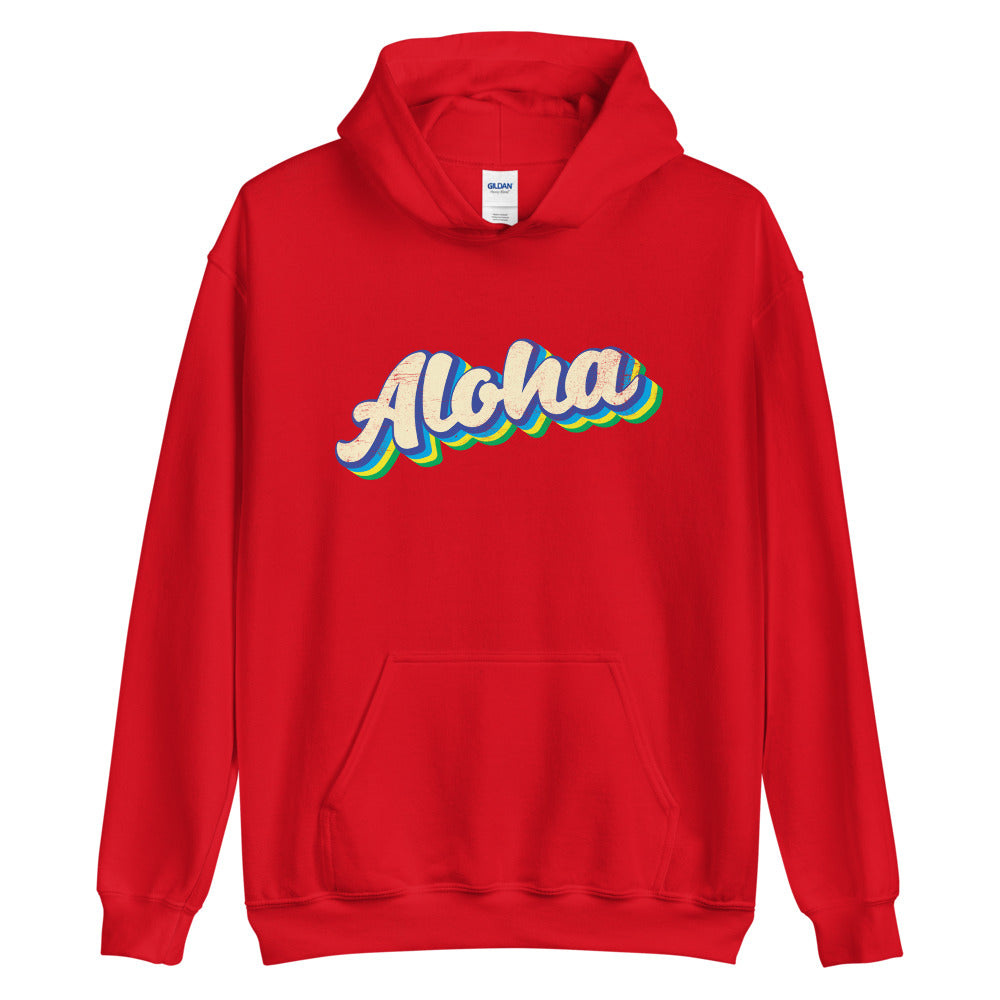 Aloha Hoodie, Hawaiian Sweatshirt, Retro Colorful Aloha Hoodie
