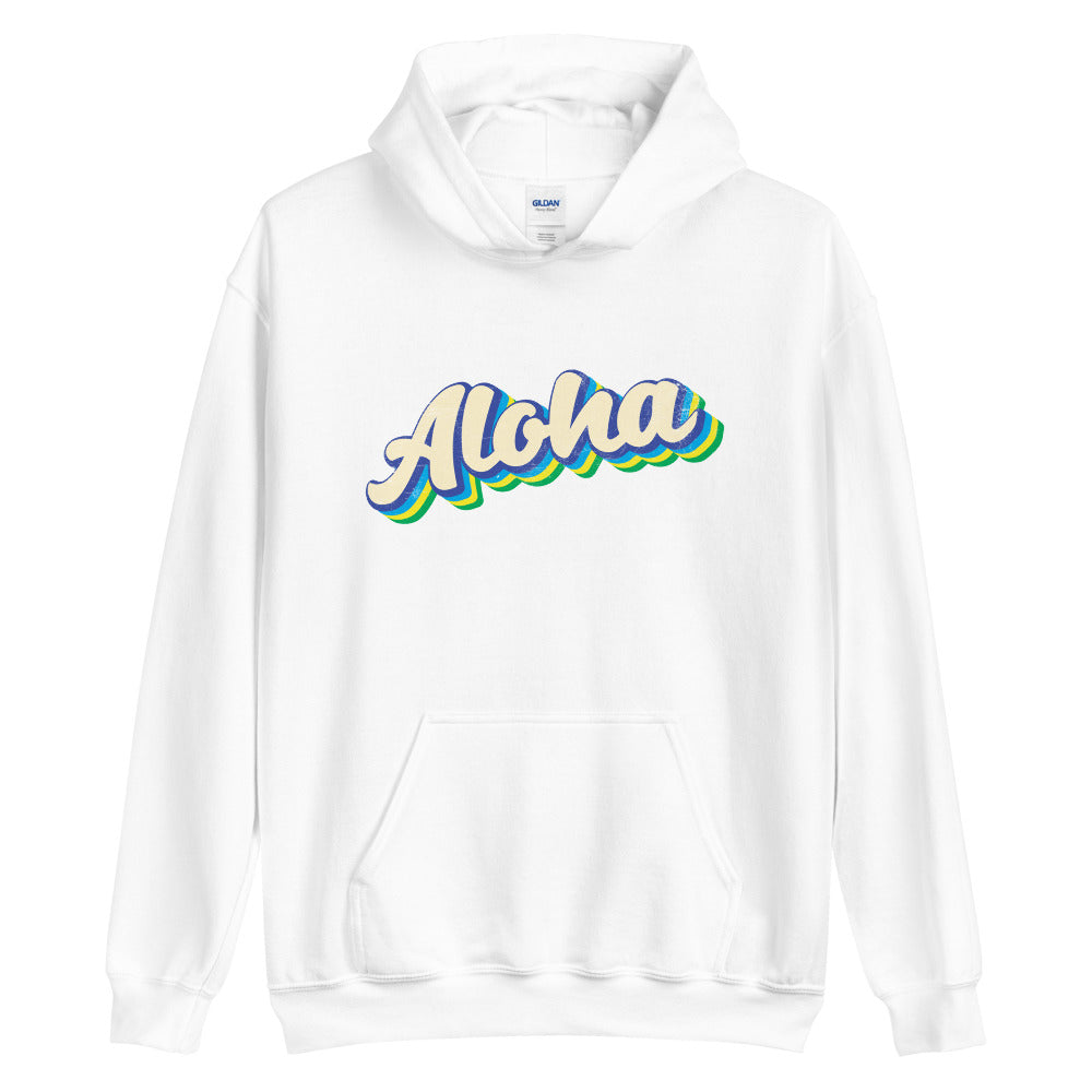 Aloha Hoodie, Hawaiian Sweatshirt, Retro Colorful Aloha Hoodie
