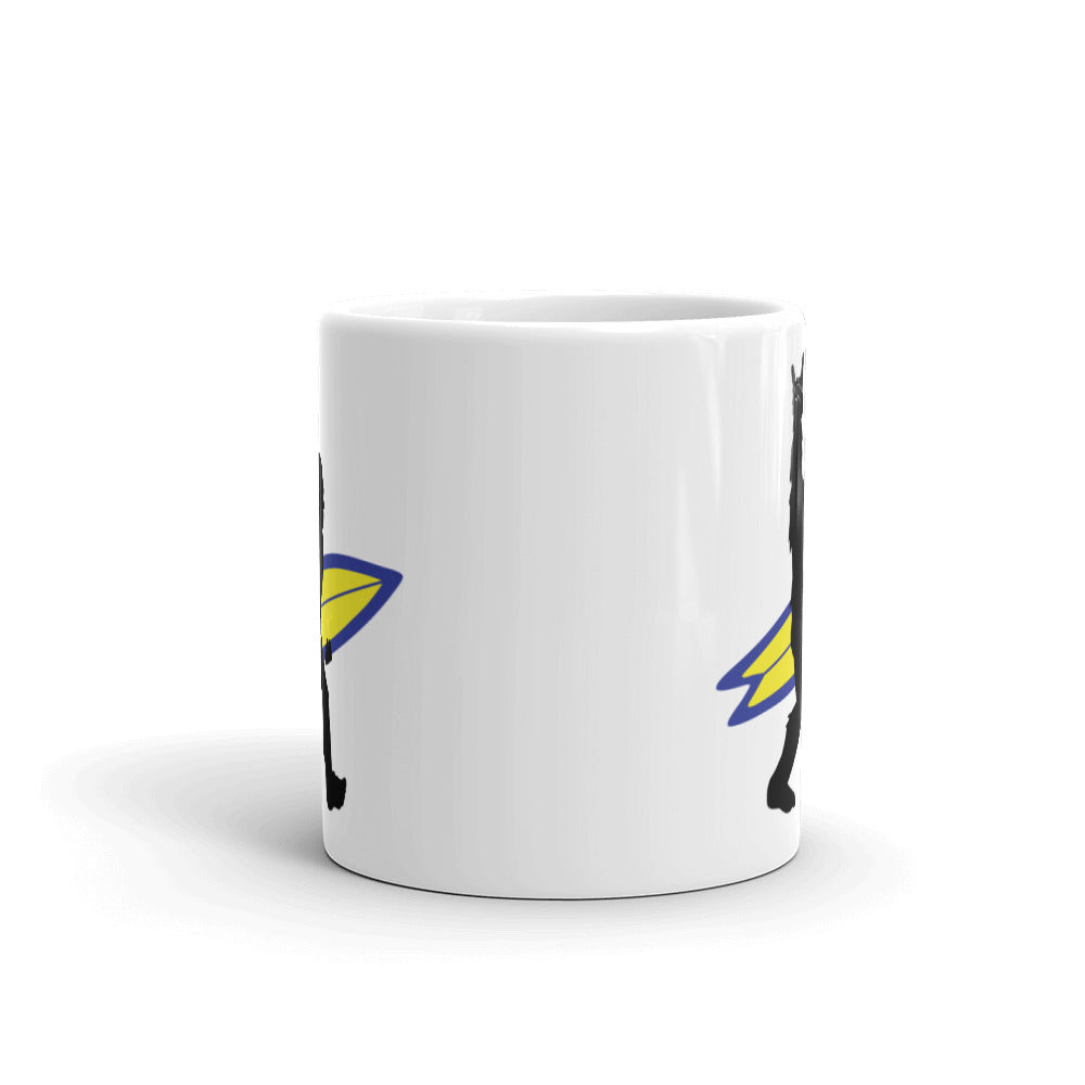 Surfing Bigfoot Coffee Mug, Whimsical Bigfoot Design, Perfect for Morning Coffee, Fun Gift for Surf Lovers and Bigfoot Enthusiasts