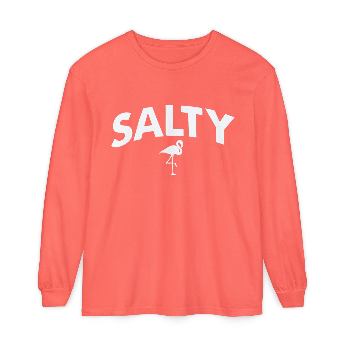 Salty Flamingo Long Sleeve Tee | Comfort Colors - Captain Woody's Shirts & Beach Club