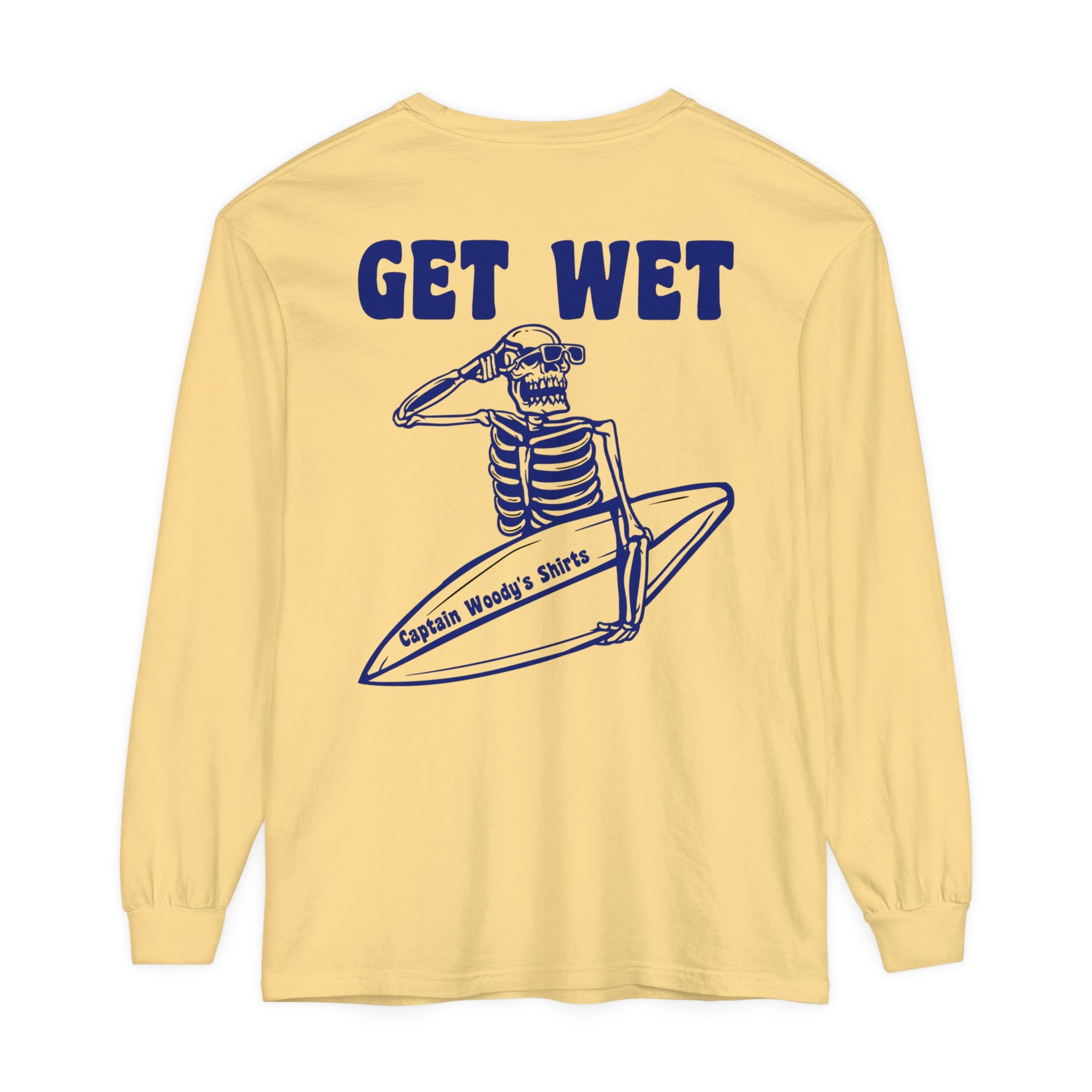 Get Wet Unisex Long Sleeve Comfort Colors T-Shirt - Captain Woody's Shirts & Beach Club