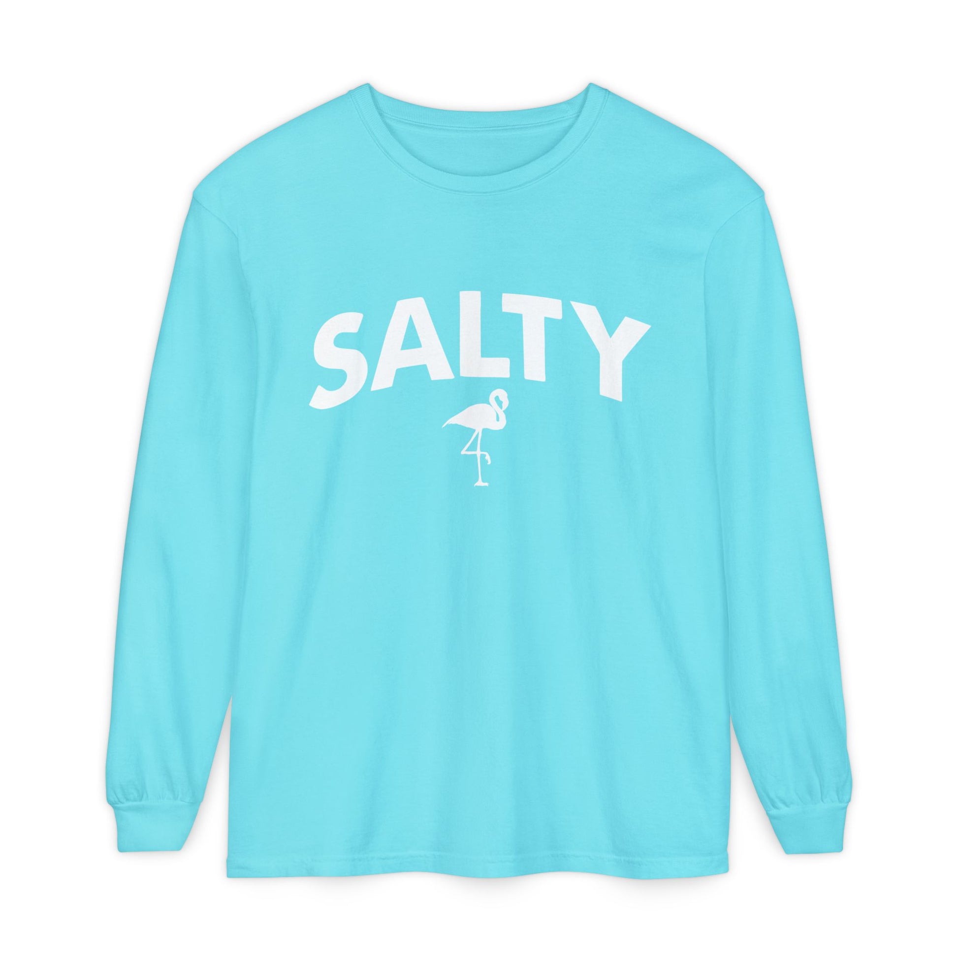 Salty Flamingo Long Sleeve Tee | Comfort Colors - Captain Woody's Shirts & Beach Club