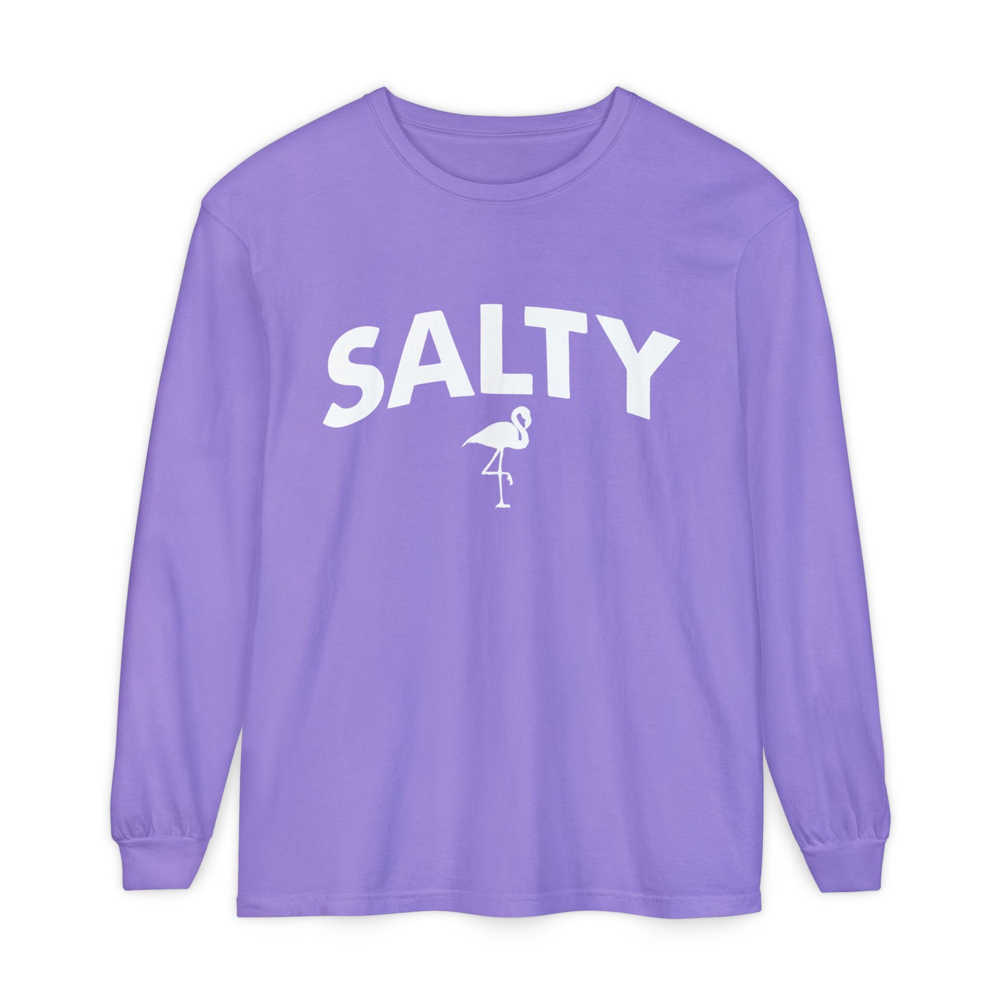 Salty Flamingo Long Sleeve Tee | Comfort Colors - Captain Woody's Shirts & Beach Club
