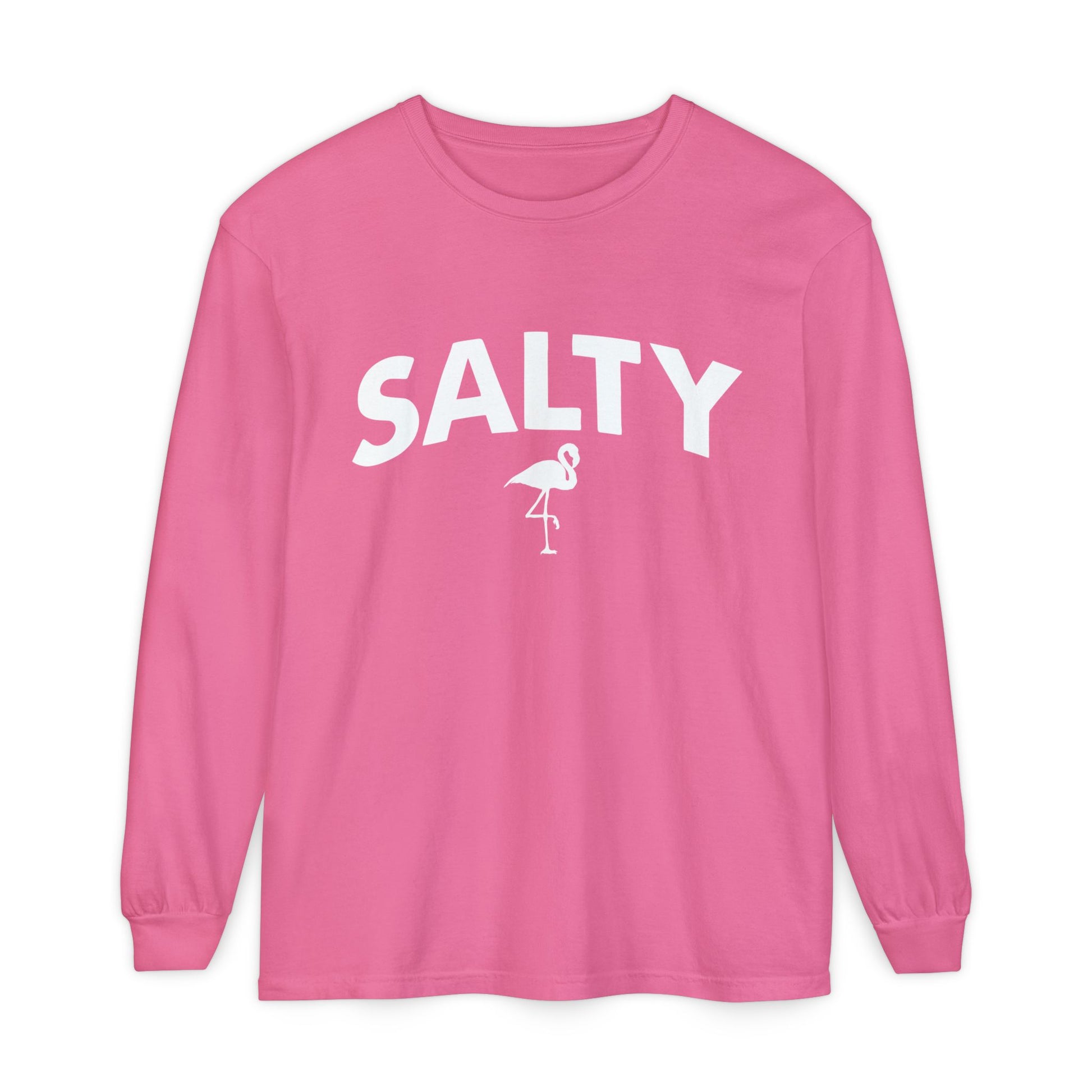 Salty Flamingo Long Sleeve Tee | Comfort Colors - Captain Woody's Shirts & Beach Club