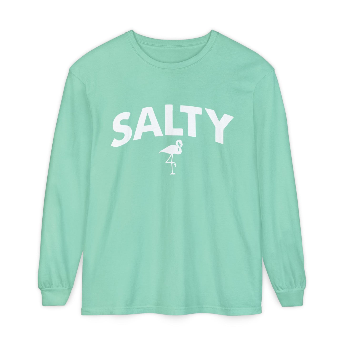 Salty Flamingo Long Sleeve Tee | Comfort Colors - Captain Woody's Shirts & Beach Club