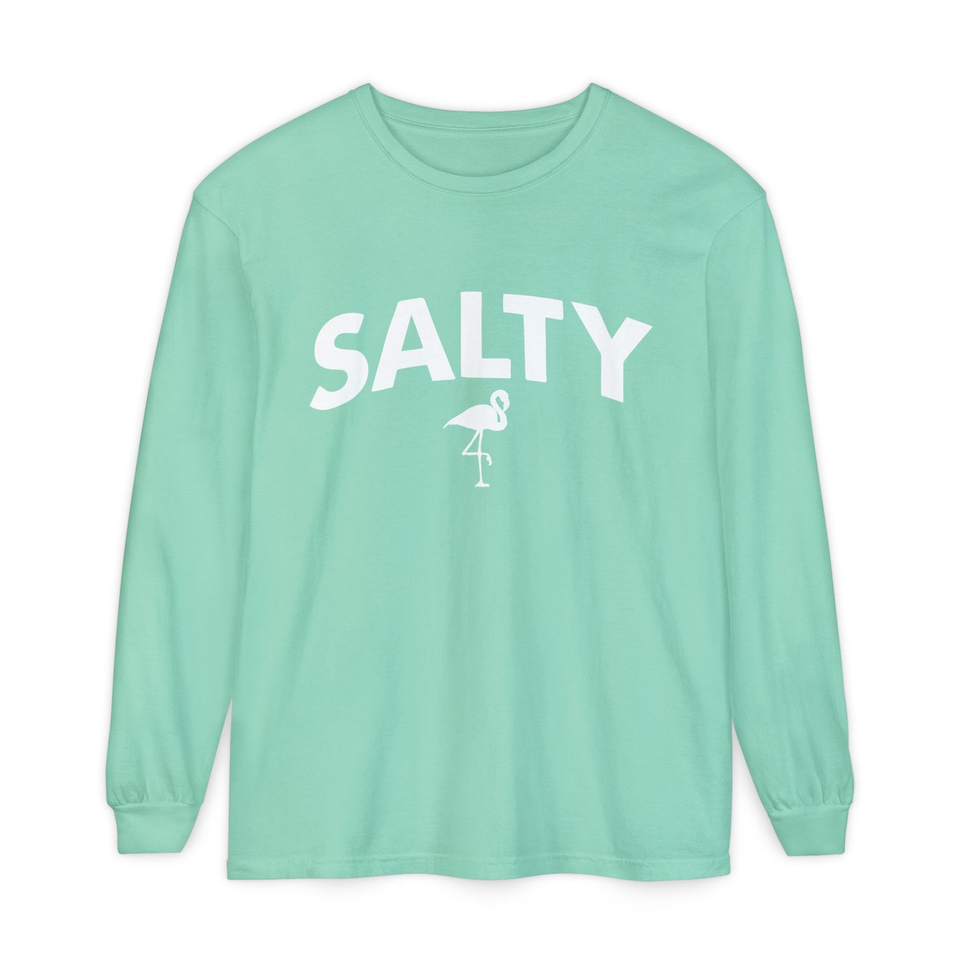 Salty Flamingo Long Sleeve Tee | Comfort Colors - Captain Woody's Shirts & Beach Club