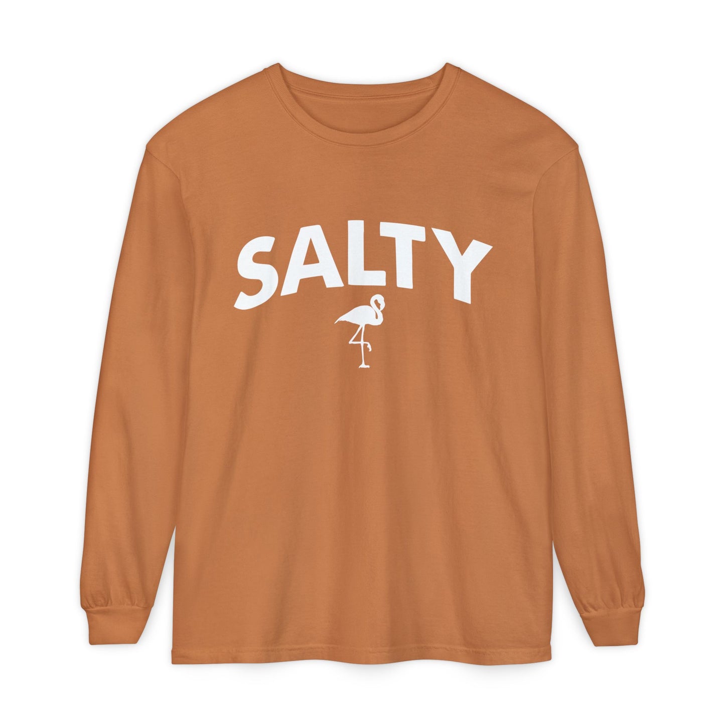 Salty Flamingo Long Sleeve Tee | Comfort Colors - Captain Woody's Shirts & Beach Club