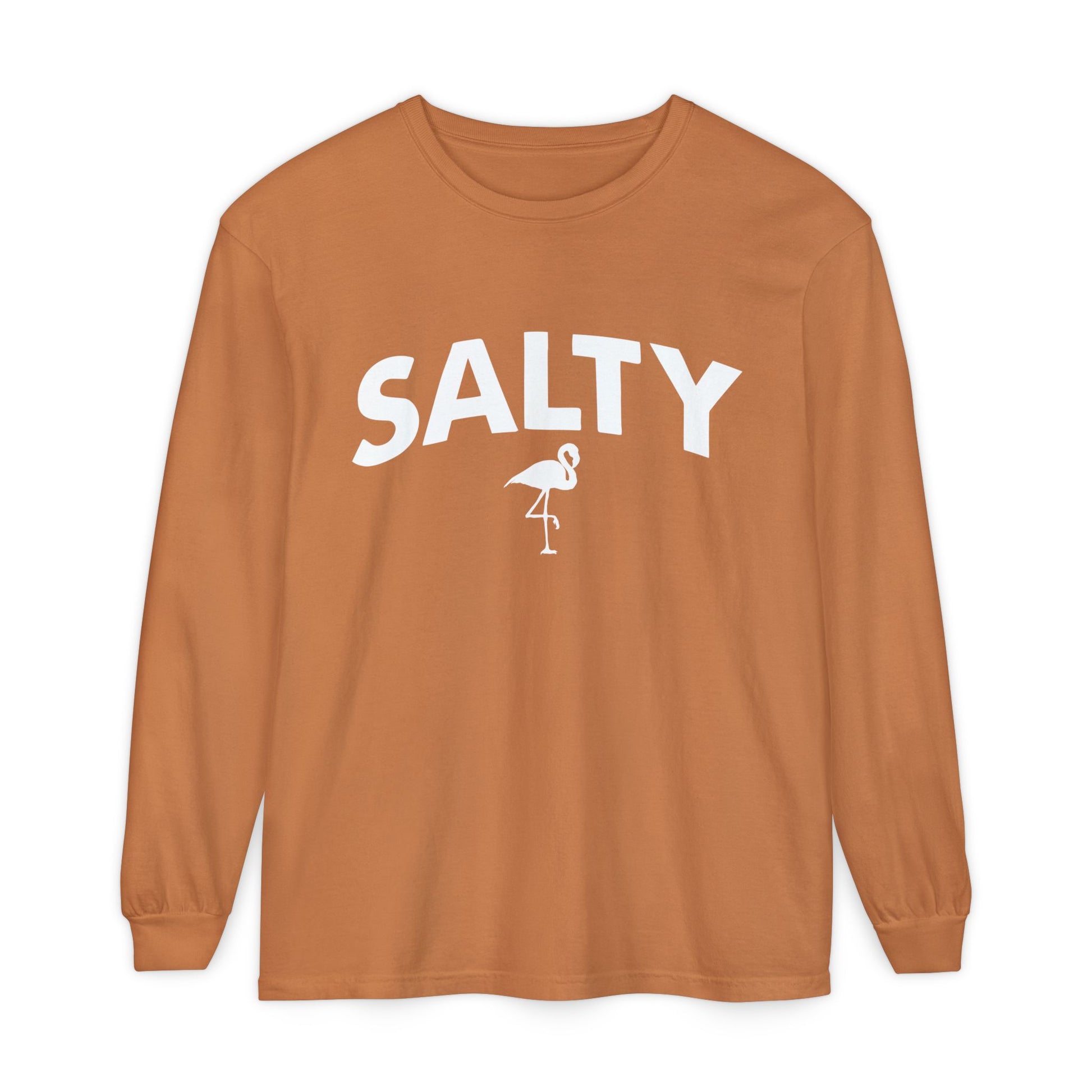 Salty Flamingo Long Sleeve Tee | Comfort Colors - Captain Woody's Shirts & Beach Club