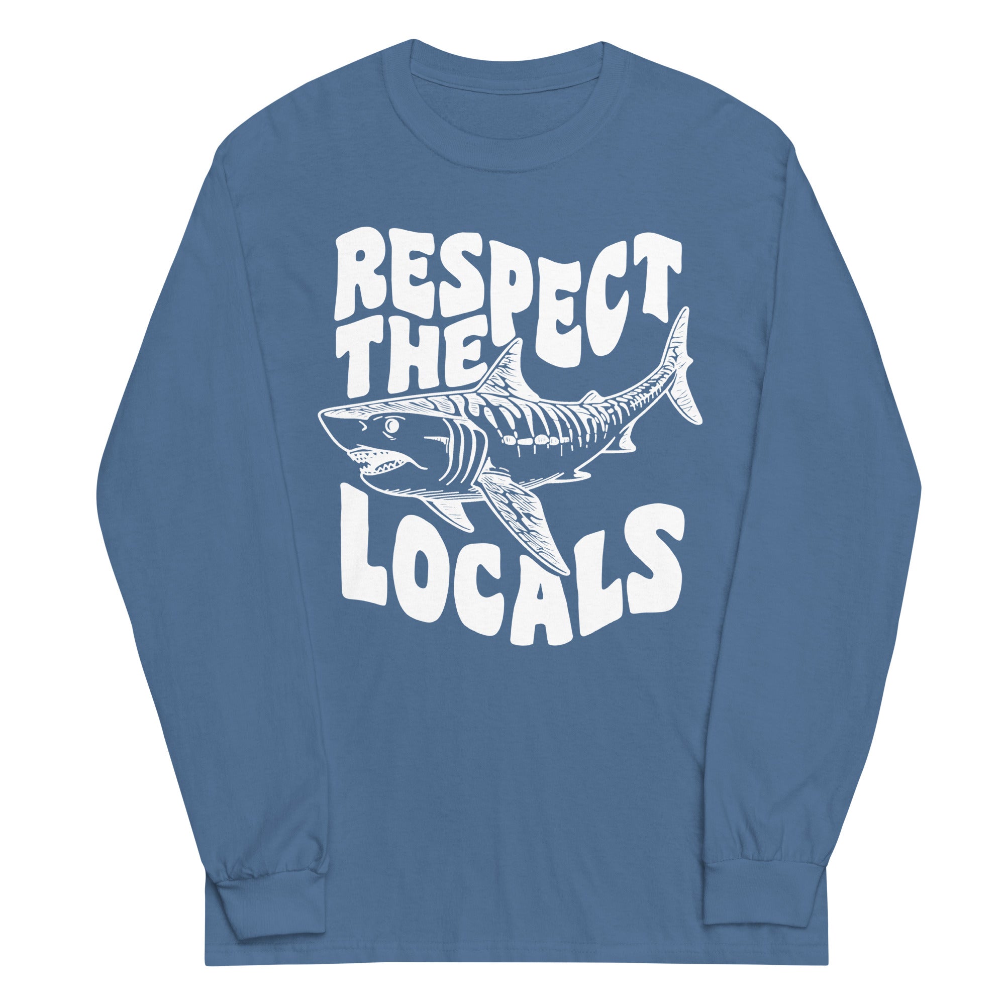 Respect the Locals Shark  Long Sleeve Shirt - Captain Woody's Shirts & Beach Club