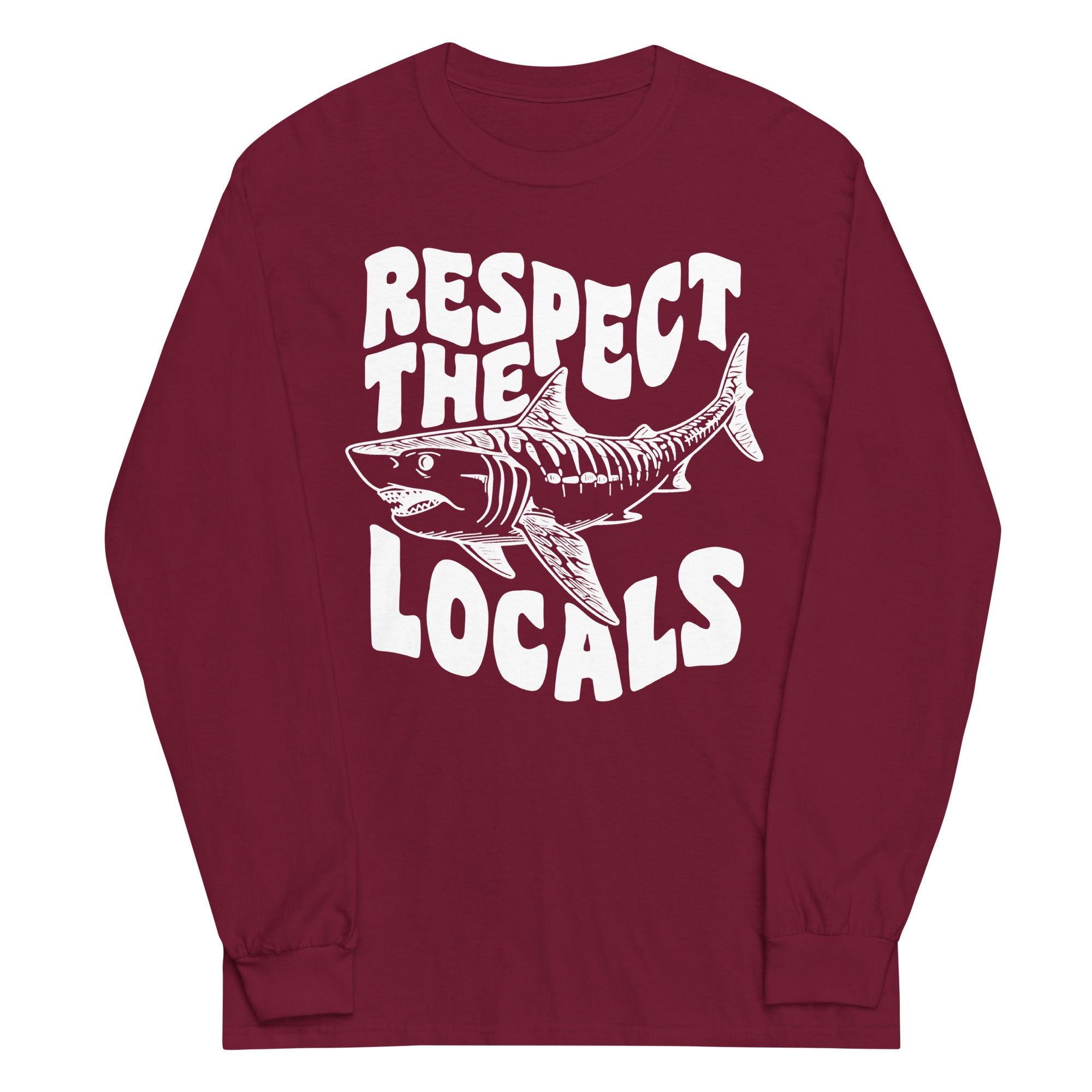 Respect the Locals Shark  Long Sleeve Shirt - Captain Woody's Shirts & Beach Club