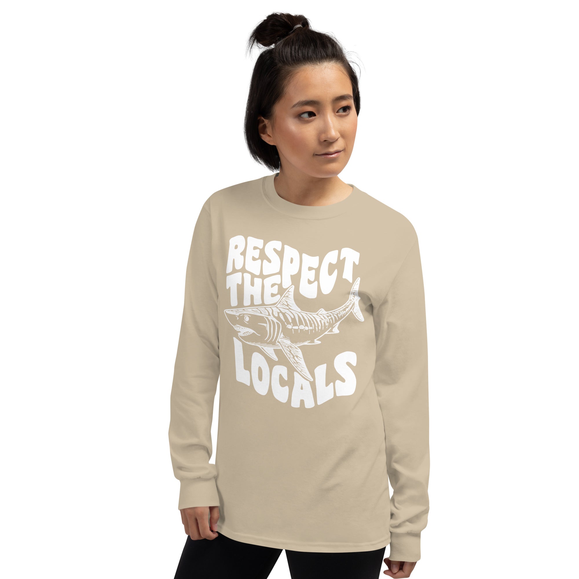 Respect the Locals Shark  Long Sleeve Shirt - Captain Woody's Shirts & Beach Club