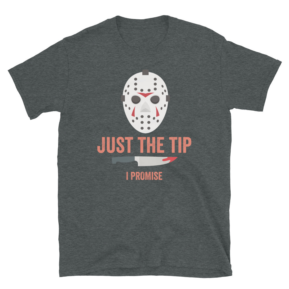 Halloween, "Just the Tip" Graphic Tee with Murderous Knife Design, Perfect for Scary Halloween Party Costume - Captain Woody's Shirts & Beach Club