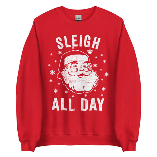 Santa Claus Sleigh All Day Sweatshirt, Cozy Christmas Pullover for Holiday Wear, Perfect Gift for Winter Festivities Unisex Sweatshirt