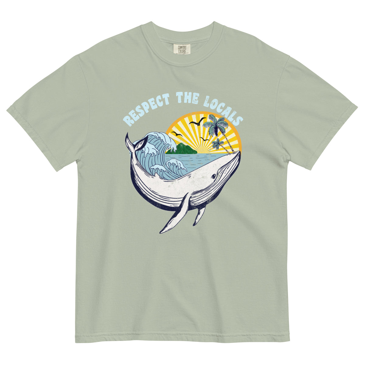 Respect the Locals Tropical Whale Comfort Colors Unisex t-shirt - Captain Woody's Shirts & Beach Club