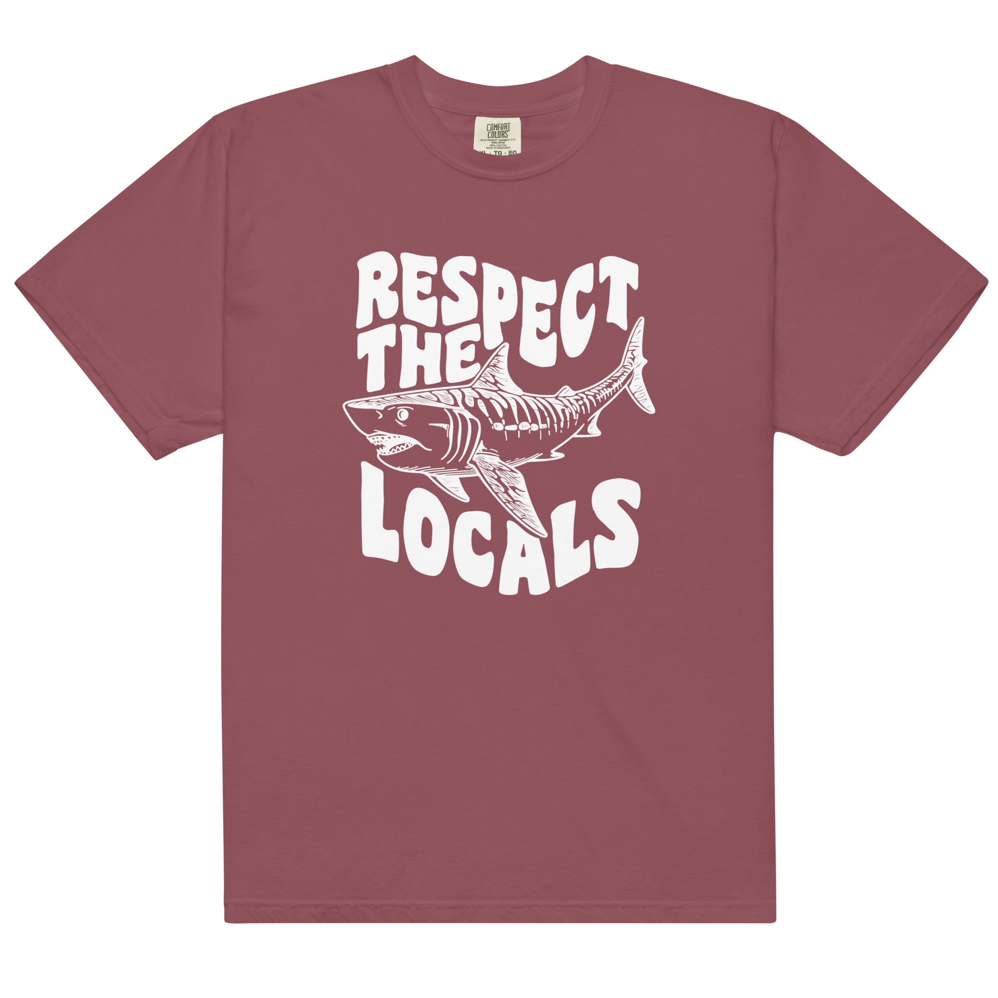 Respect the Locals Shark Comfort Colors 1717 - Captain Woody's Shirts & Beach Club