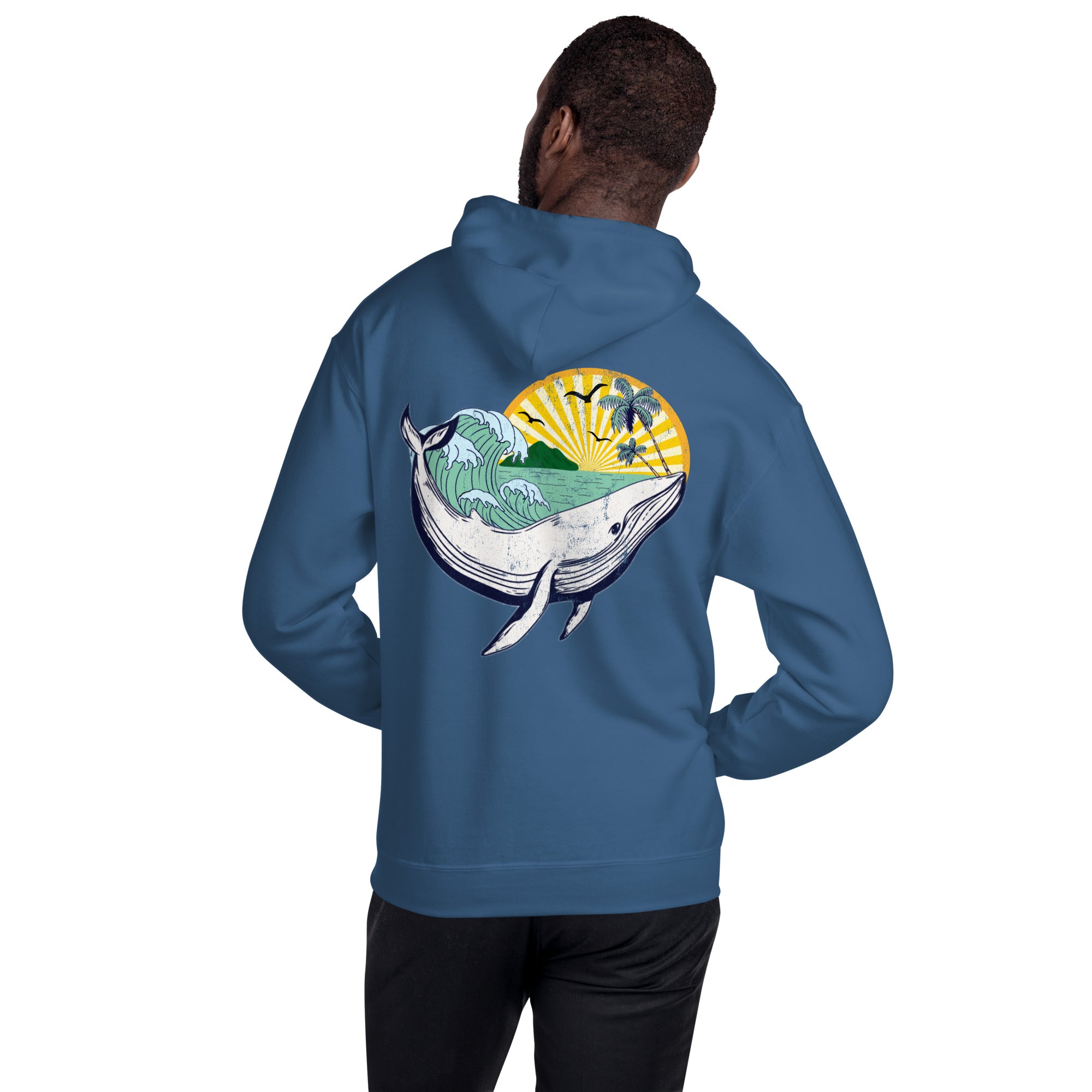 Whale Sea Life Hoodie / Back and Front Print - Captain Woody's Shirts & Beach Club