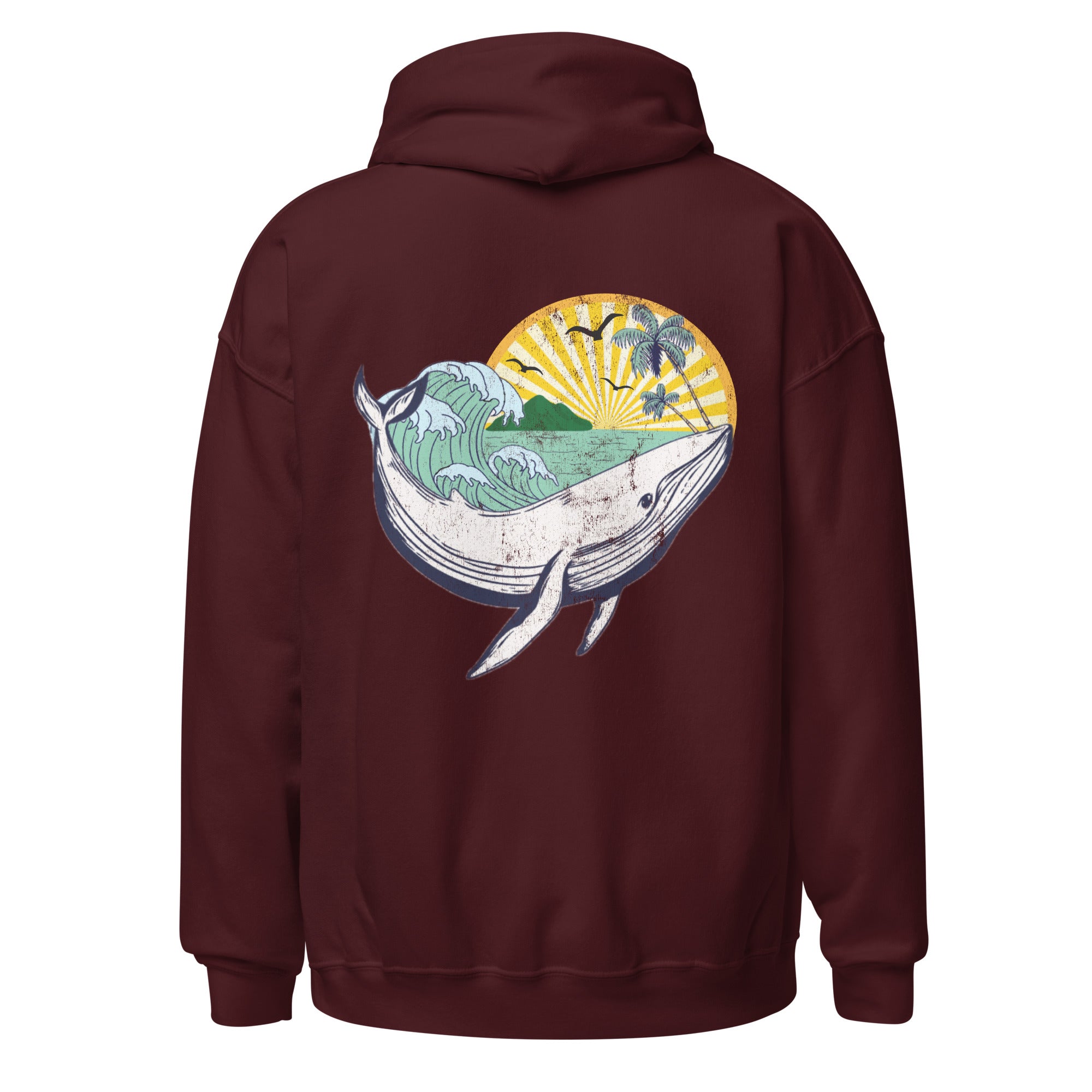 Whale Sea Life Hoodie / Back and Front Print - Captain Woody's Shirts & Beach Club